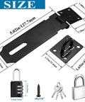 5 Inch 304 Stainless Steel Hasp Latch Set 2 Pack With Padlock And Combination Lock Black Heavy Duty Includes Screws
