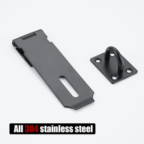 5 Inch Door Hasp Latch Lock In Matte Black 304 Stainless Steel Rustproof 1.9 Mm Thick Safety Packlock Clasp includes screws
