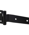 Heavy Duty 5 Inch Stainless Steel Strap Tee Hinge Black Finish 300 Series, for barn and garage doors, 2 pack close-up view