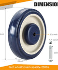 4 Pack 5 Inch Shopping Cart Replacement Wheels Kit With Axles And Bolts, Polyurethane Stepped And Full Tread Face