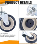 8 Pack 5 Inch Shopping Cart Replacement Wheels Kit With Double Ball Bearing TPU Silent Caster Wheels For Supermarket Carts Hardware Included 5 Inch Stem Threaded Caster Blue Heavy Duty Load Up To 1400 Lb.