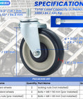 5 Inch Shopping Cart Wheels Replacement Kit Four Pack With Two Stemless And Two Stem Threaded Casters And Hardware In Blue For Retail Stores And Supermarkets Premium Quality Casters For Smooth Maneuverability Includes Locking Nuts And Bolts
