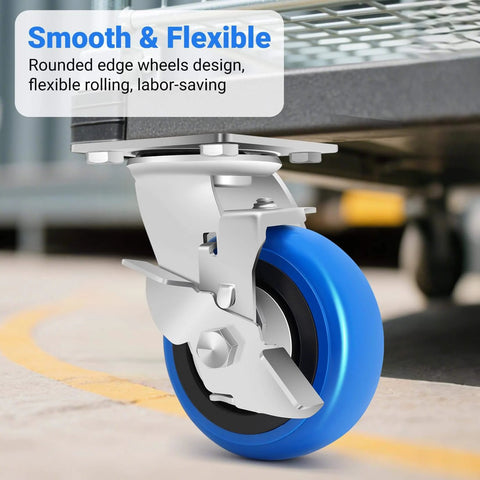 5 inch heavy duty caster wheels set of 4 rated 3500 lb total with smooth rolling design industrial polyurethane wheels thickened bracket