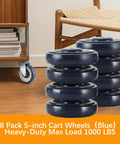 8 Pack 5 Inch Shopping Cart Replacement Wheels Kit With Double Ball Bearing TPU Silent Caster Wheels for Supermarket Carts
