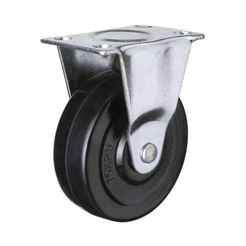 5" Inch Caster Wheel 110 pounds Fixed Grey rubber Top Plate - VXB Ball Bearings