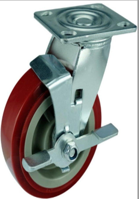 5" Inch Caster Wheel 507 pounds Swivel Stainless steel fork and Polyurethane Top Plate - VXB Ball Bearings