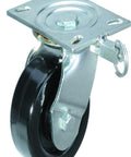 5" Inch Caster Wheel 661 pounds Swivel and Center Brake Phenolic and 0-180ºC Top Plate - VXB Ball Bearings