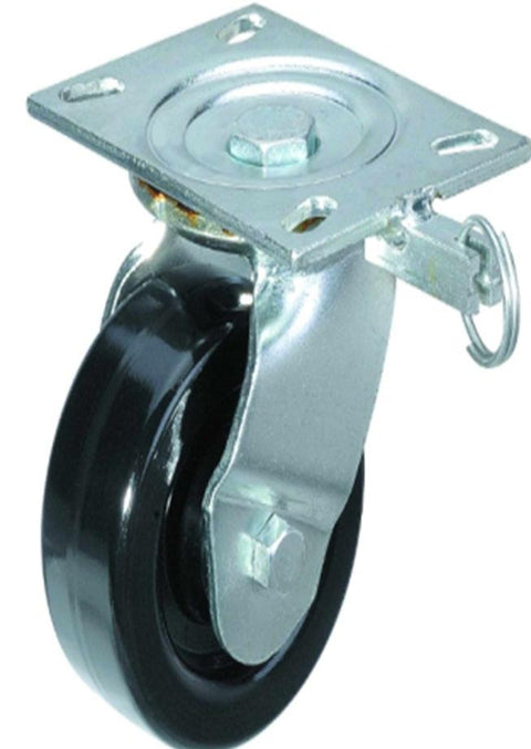 5" Inch Caster Wheel 661 pounds Swivel and Center Brake Phenolic and 0-180ºC Top Plate - VXB Ball Bearings