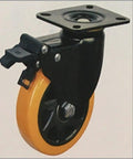 5" inch caster wheel 661 lbs - brake pu - polypropylene - top plate mount built for smooth motion and clean installs, close-up view