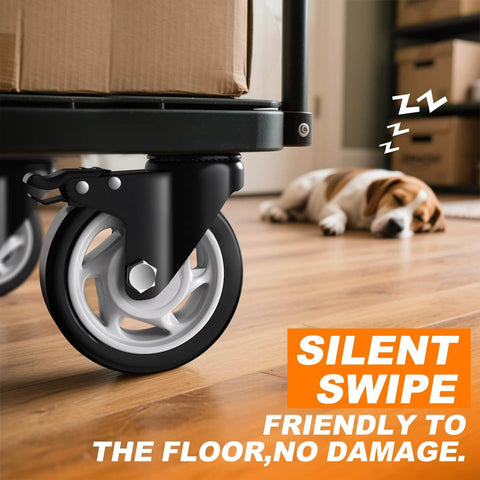 5 inch heavy duty caster wheels set of 4 rated 2600 lb total with 360 swivel & foot brakes quiet floor protecting polyurethane wheels