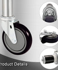 5 Inch Expandable Workbench Caster Wheels Set of 4 with 2 Side Brake Casters, showing detail of heavy-duty PU swivel wheel.