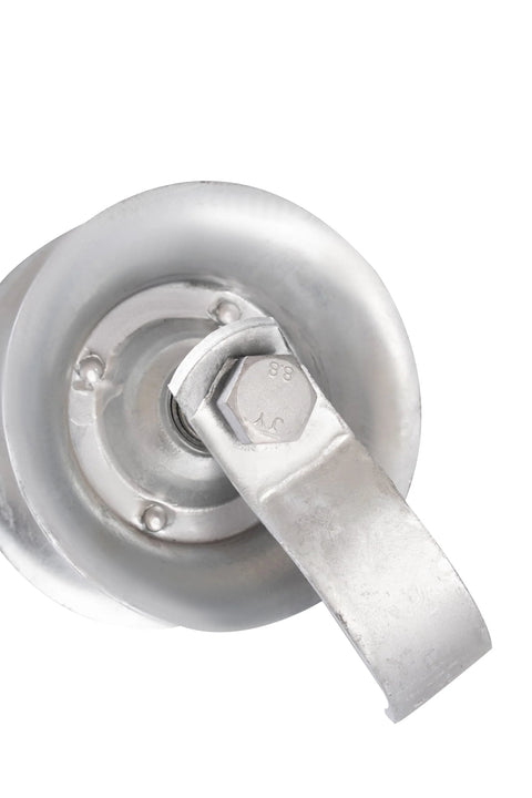 Close-up of 5 Inch Gate Rollers For 1 5 Eighth Inch Pipe Track Galvanized Steel Wheel Track Roller For Sliding Gates Pack Of 2