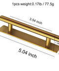5 Inch Self Adhesive Cabinet Handles Set Of 4 No Drill Door Pulls Modern Stainless Steel Gold Finish with dimensions shown