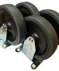 Set Of 4 Replacement Casters For Commercial Carts With 5 Inch Non Marking Grey Rubber Wheels Includes 2 Swivel And 2 Rigid Casters 140 Lb Per Caster 560 Lb Per Set Fits 4400 And 4500 Series Carts Overall Height 5 3/4 Inches Bolt Hole Spacing 1 3/4 By 3