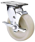 5" Inch Heavy Duty Caster Wheel 1543 pounds Side Brake Polyamide (Nylon) Top Plate - VXB Ball Bearings