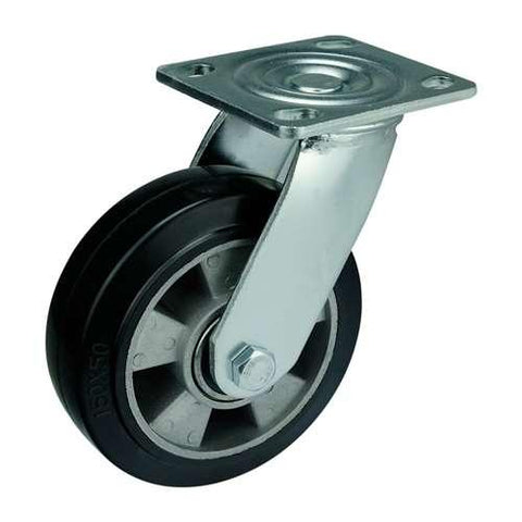 5" Inch Heavy Duty Caster Wheel 441 pounds Swivel Aluminum core and Rubber Top Plate - VXB Ball Bearings