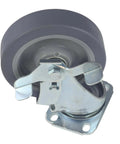 Close-up of one 5 Inch Swivel Caster Wheel with Brake, showing heavy duty polyurethane and plate mount design.
