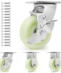 Heavy Duty Caster Wheels 5 Inch - 3500 LBS, PP Plate Castor Set of 4 with Double Ball Bearings, Non-Marking Industrial Swivel Casters shown