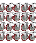 5 inch heavy duty casters with brake in a 20 pack, non marking swivel plate casters designed for carts and workbenches