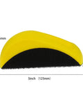 Side view of 5 Inch Hook And Loop Mouse Sanding Block 2 Pack For Woodworking And Furniture with yellow top and black hook-and-loop base.