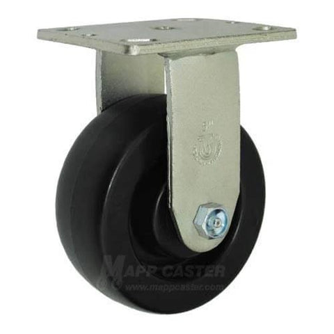 Rigid caster from Toolbox, Job Box & Gangbox 5" Polyolefin Caster Kit with Hardware - 2,000 Lbs. Capacity, oil and chemical resistant.