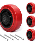 5 Inch Polyurethane Caster Wheels Set of 4 with polyurethane on polyolefin core double roller bearings for industrial carts.