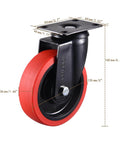 5 Inch Heavy Duty Caster Wheels Set of 4, 2 Swivel and 2 Fixed, Premium Rubber Industrial Casters with Reinforced Steel Housing