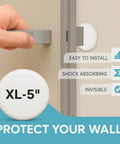Strongest Home Wall & Door Handle Stopper 5" Set of 3 Pieces White Rubber Door Knob, Round Wall Shield Cushion, installed on door
