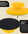 Round 5 Inch Hand Sanding Block Pad For Hook And Loop PSA Discs Adapter 2 Pack with yellow polyurethane foam design