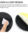 5 Inch Hand Sanding Pad With Hook And Loop Backing showing close-up of hook-and-loop attachment feature for woodworking and auto body use.