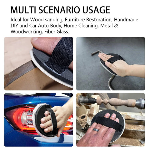 5 Inch Hand Sanding Pad with Hook and Loop Backing for Woodworking and Auto Body in various usage scenarios