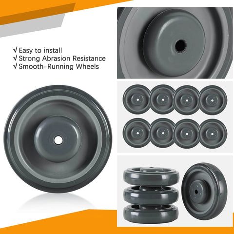 12 Pack Shopping Cart Replacement Wheels Kit with 5 Inch TPU Casters, Double Ball Bearing Silent Supermarket Wheels, Grey