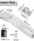 Dimensions of 2 Pack Door Hasp Lock With Combination Lock And Key Lock 5 Inch 304 Stainless Steel, includes lock and screws