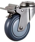 ✝️ 5" inch Caster Wheel w/ Brake - Bolt Stainless Steel TPR for automation systems, showing side view with brake mechanism