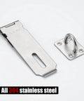 Door Hasp Latch Lock, 5 Inch 304 Stainless Steel Safety Packlock Clasp, DL130-BN, brushed finish, disassembled view