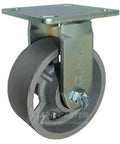 Close-up of 5-inch steel caster in BBQ Pit 5" Steel Caster Kit with Mounting Hardware, 4,800 Lbs. Total Capacity.