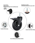 Five Inch Stem Caster Wheels With Dual Locking Brakes Heavy Duty 1500 Pound Capacity with double ball bearing and non-marking rubber