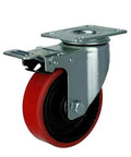 5" inch caster wheel 331 lbs - brake iron - pu - top plate mount built for smooth motion, steady alignment, CNC, automation, replacement
