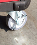 5 Inch Swivel Caster Wheels Set of 4 with Brakes, showing one heavy duty plate caster with polyurethane wheel and metal mount