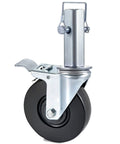 4 Pack 5 Inch Scaffolding Rubber Swivel Caster Wheels With Dual Locking Heavy Duty Casters 1.26 Inch Square Stem 440 Lbs Per Wheel