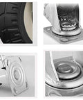 Close-up of 5 Inch Heavy Duty Swivel Plate Caster Wheels with rubber tire tread and durable metal components
