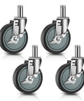 4-pack of 5 Inch Stem Casters For Wire Shelving Heavy Duty Swivel Wheels With Brakes Set Of 4 350 Lb Per Caster And 1400 Lb Total Capacity