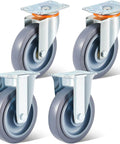 8 Pcs 5 Inch Heavy Duty Caster Wheels Replacement Kit with 4 Swivel and 4 Rigid Industrial Casters featured in close-up view.