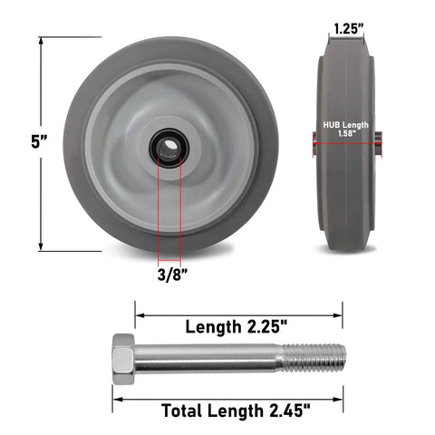 5 Inch Thermoplastic Rubber Caster Wheels Set Of Four With Heavy Duty Precision Bearings Non Marking Floor Friendly Caster Wheels