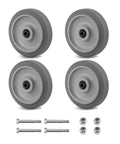 4-pack 5 inch thermoplastic rubber caster wheels with heavy duty precision bearings, non-marking, floor-friendly, for industrial carts.