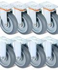 Eight Pack 5 Inch Caster Wheel Set With Four Swivel And Four Rigid TPU Casters Heavy Duty Replacement Wheels For Furniture And Cart