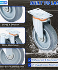 Close-up view of Eight Pack 5 Inch Caster Wheel Set With Four Swivel And Four Rigid TPU Casters showing heavy-duty construction.