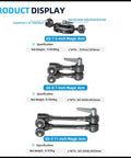 Comparison display of three magic arms: GS-7 5-Inch, GS-8 7-Inch, and GS-9 11-Inch, highlighting compact design and specifications.
