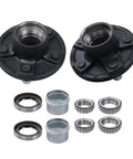 Two Sets Five Lug Trailer Wheel Hub With Bearings Kit For Four Point Seven Five Inch Spindle 84 Compatible Three Thousand Five Hundred Pound Rated