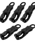 Image of 5 Pack Quick Release Snaps With Fixed Eye Zinc Alloy Construction, Wear Resistant And Anti Corrosion Black Finish For Paracord Gear
